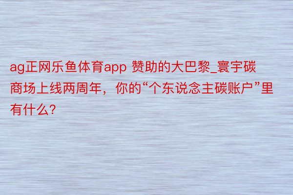 ag正网乐鱼体育app 赞助的大巴黎_寰宇碳商场上线两周年，你的“个东说念主碳账户”里有什么？