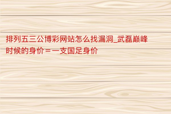 排列五三公博彩网站怎么找漏洞_武磊巅峰时候的身价＝一支国足身价